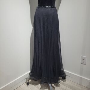 Laura Women's Vintage Pleated Flare Bottom Maxi Skirt 6 Black Lined Whimsigoth